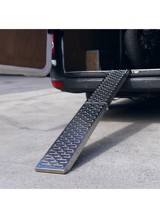 Oxford Stainless Steel Foldable Motorcycle Ramp, Silver, One Size - Image 2