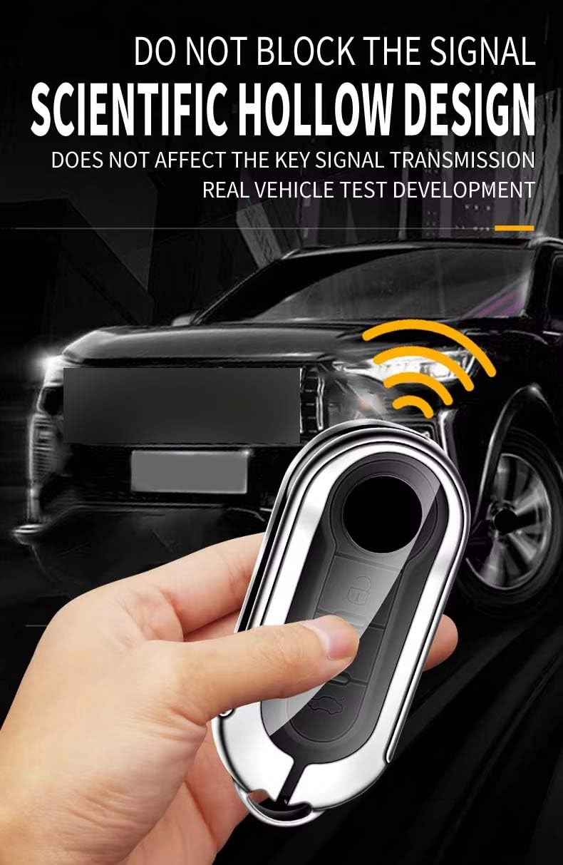 Black Key Fob Cover Compatible with Fiat 500 Panda Grande Punto Delta Bravo Sedici - Image 4