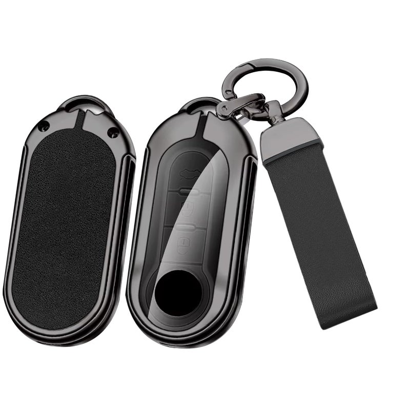 Black Key Fob Cover Compatible with Fiat 500 Panda Grande Punto Delta Bravo Sedici - Image 2