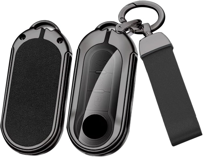 Black Key Fob Cover Compatible with Fiat 500 Panda Grande Punto Delta Bravo Sedici - Image 1