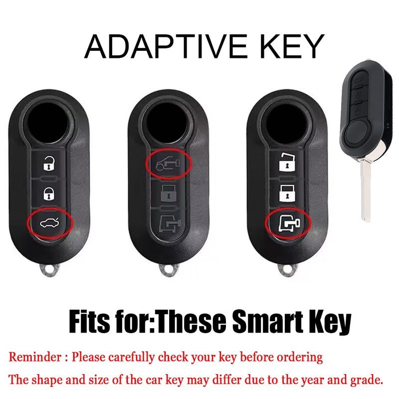 Black Key Fob Cover Compatible with Fiat 500 Panda Grande Punto Delta Bravo Sedici - Image 3