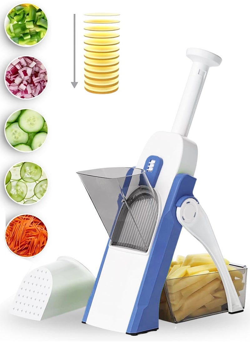QUTOOB Multi-purpose Vegetable Chopper Mandoline Vegetable Slicer, Adjustable Food Slicer, Fruit Slicer, Manual Hand Press Vegetable Cutter For Potatoes, Onions, Apples, Vegetables, Fruits,Cheese, and More  - Image 1