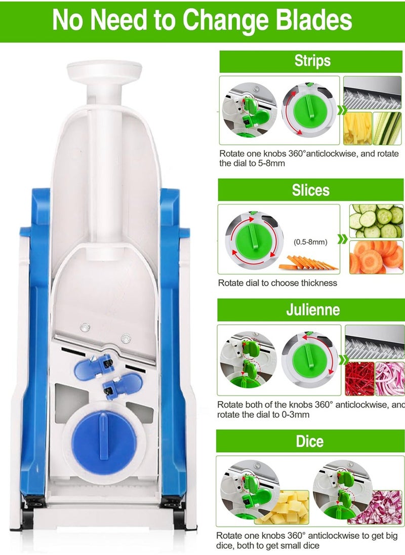 QUTOOB Multi-purpose Vegetable Chopper Mandoline Vegetable Slicer, Adjustable Food Slicer, Fruit Slicer, Manual Hand Press Vegetable Cutter For Potatoes, Onions, Apples, Vegetables, Fruits,Cheese, and More  - Image 2
