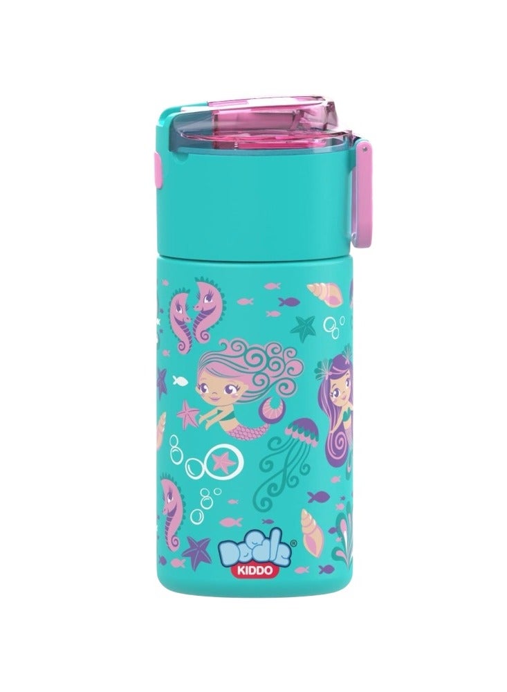 Doodle Kiddo Mermaid Theme Stainless Steel Water Bottle for Girls - 450 ML - Image 1