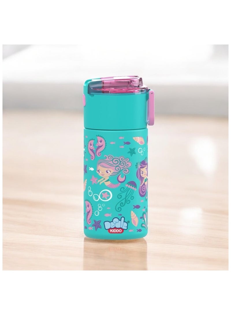 Doodle Kiddo Mermaid Theme Stainless Steel Water Bottle for Girls - 450 ML - Image 3