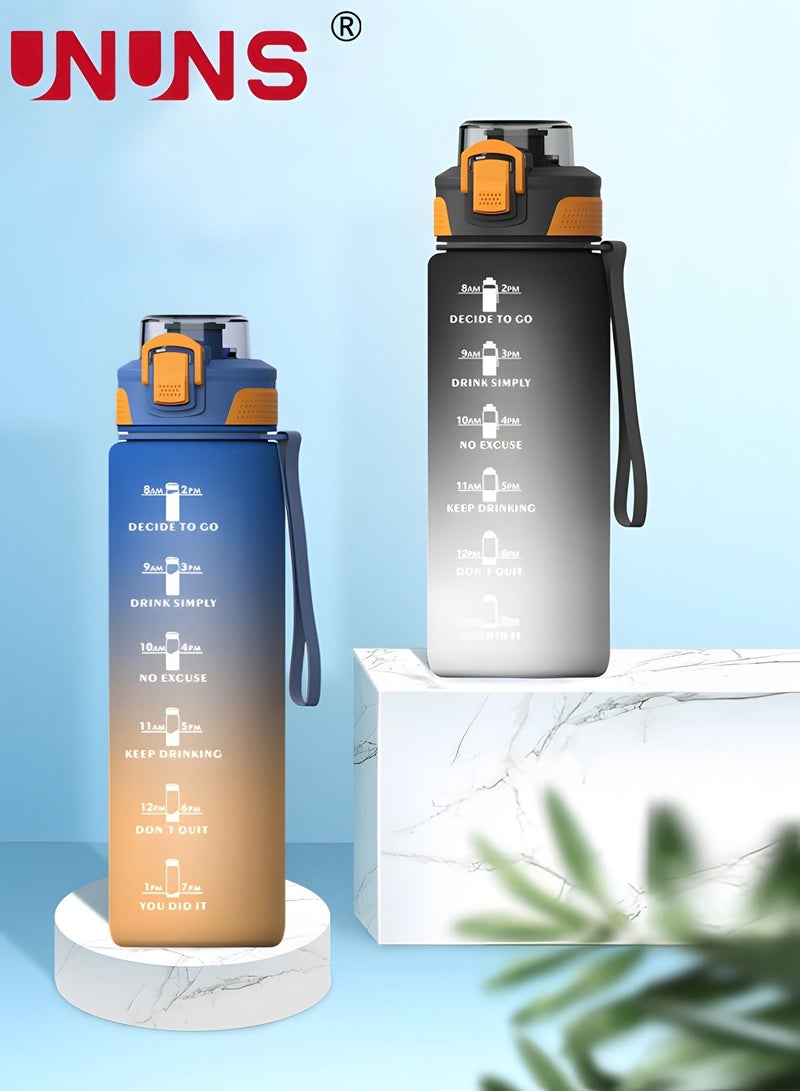 UNUNS 1L Motivational Water Bottle with Time Marker, Leakproof BPA & Toxic Free, Inspirational Tritan Sports Drinking Jug Water Jug with Flip Spout Fit for Home Office, Gym, Outdoor Sports  - Image 4