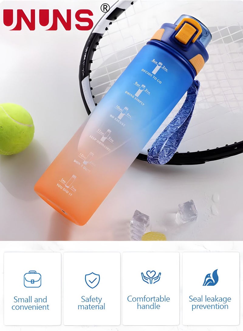 UNUNS 1L Motivational Water Bottle with Time Marker, Leakproof BPA & Toxic Free, Inspirational Tritan Sports Drinking Jug Water Jug with Flip Spout Fit for Home Office, Gym, Outdoor Sports  - Image 2