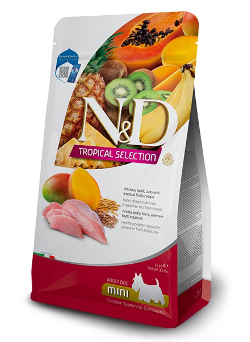 طعام جاف ان دي بالدجاج والحنطة والشوفان والفواكه الاستوائية للكلاب البالغة صغيرة الحجم من فارمينا - 5 كغم