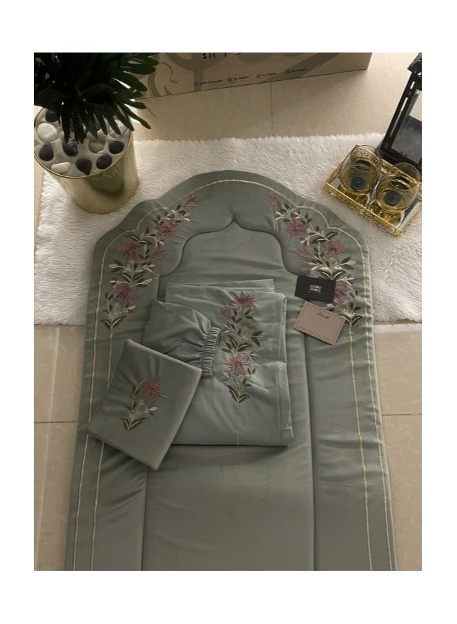 Gerenic Luxury 3-Piece Embroidered Prayer Rug Set - Tiffany - Image 1