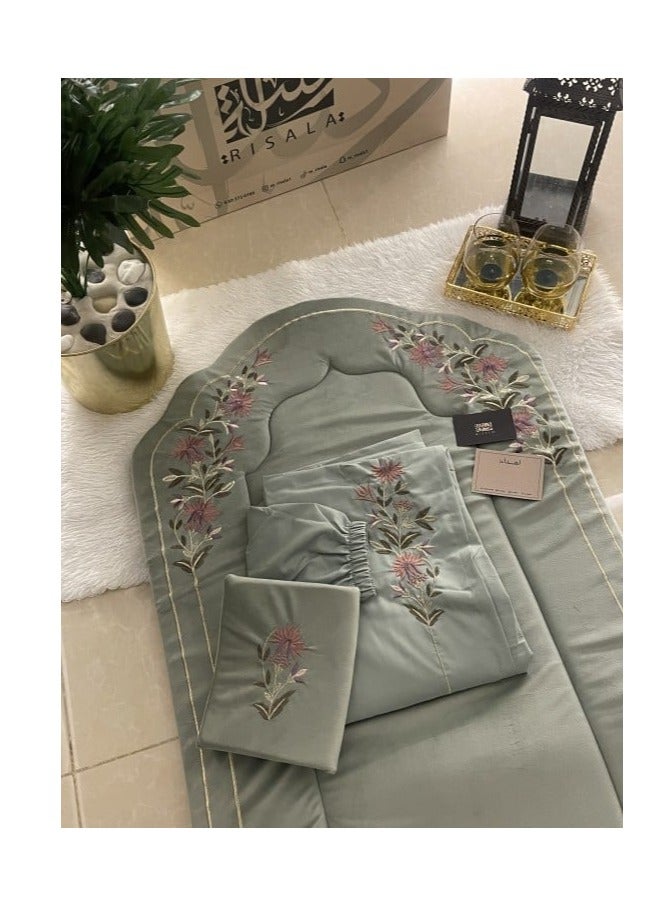 Gerenic Luxury 3-Piece Embroidered Prayer Rug Set - Tiffany - Image 2
