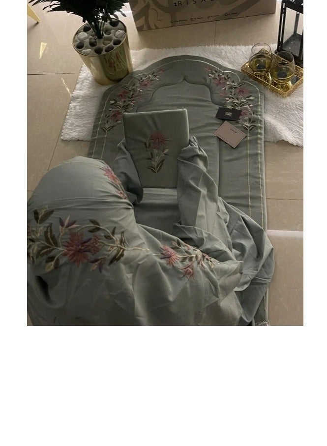 Gerenic Luxury 3-Piece Embroidered Prayer Rug Set - Tiffany - Image 3