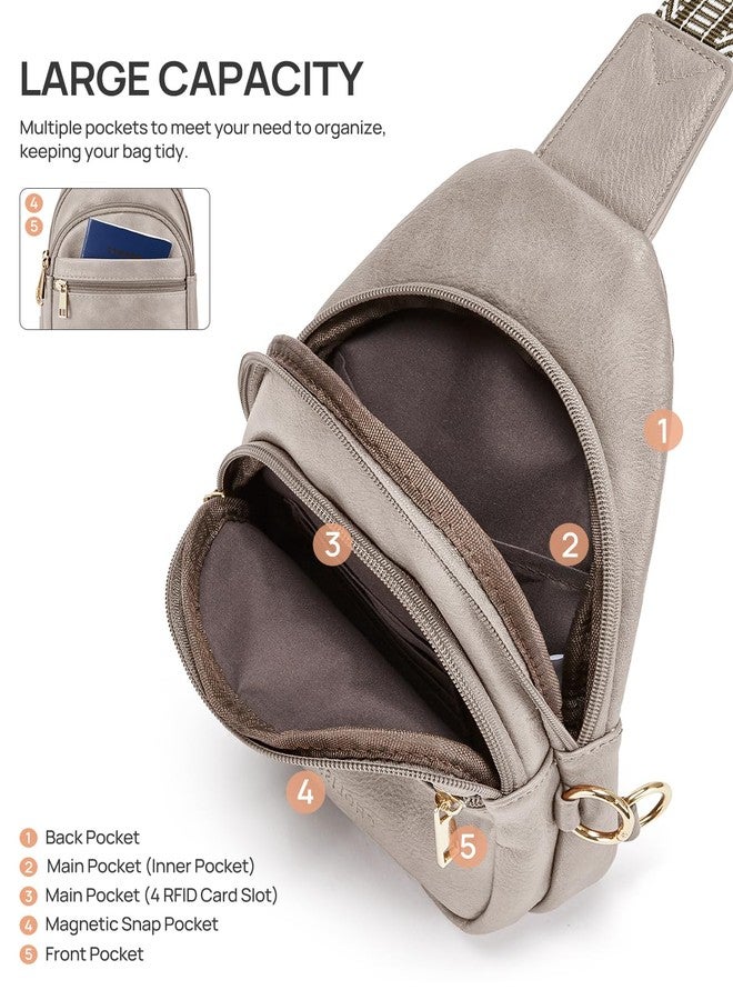 CHOLISS حقيبة كتف صغيرة مضادة للسرقة من تشوليس للنساء والرجال، مصنوعة من الجلد بتقنية RFID، حقيبة كروسبودي، حقيبة خصر، حقيبة صدر، حقيبة سفر، حقيبة ظهر يومية، رمادي، صغير، كاجوال - Image 4