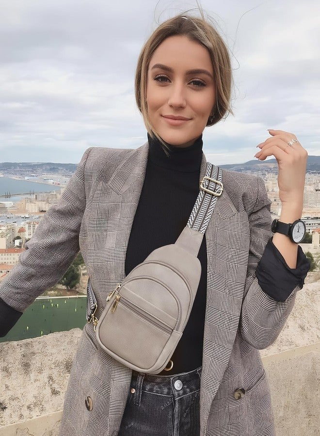 CHOLISS حقيبة كتف صغيرة مضادة للسرقة من تشوليس للنساء والرجال، مصنوعة من الجلد بتقنية RFID، حقيبة كروسبودي، حقيبة خصر، حقيبة صدر، حقيبة سفر، حقيبة ظهر يومية، رمادي، صغير، كاجوال - Image 2