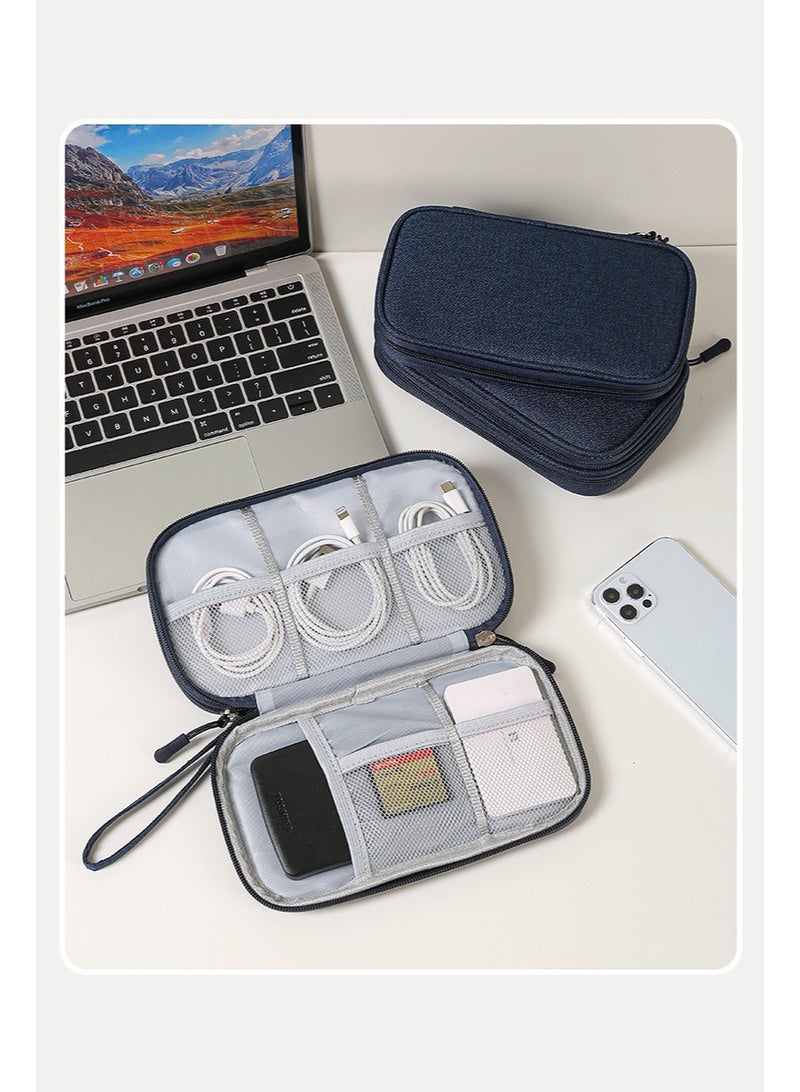 حقيبة تنظيم إلكترونية للسفر لكابلات USB وإكسسوارات، مقاومة للماء لشحن باور بانك وكابلات الشحن والفأرة وسماعات الأذن وحافظة تخزين فلاش درايف - Image 1