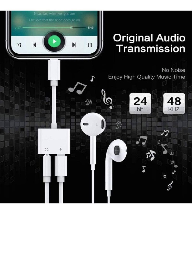 جينيكست 2 pack Headphones Jack Adapter for iPhone, 2 in 1 Charger, Aux Audio Splitter Dongle Adapter for iPhone, for iPad, for iPod, Support All iOS System - Image 3