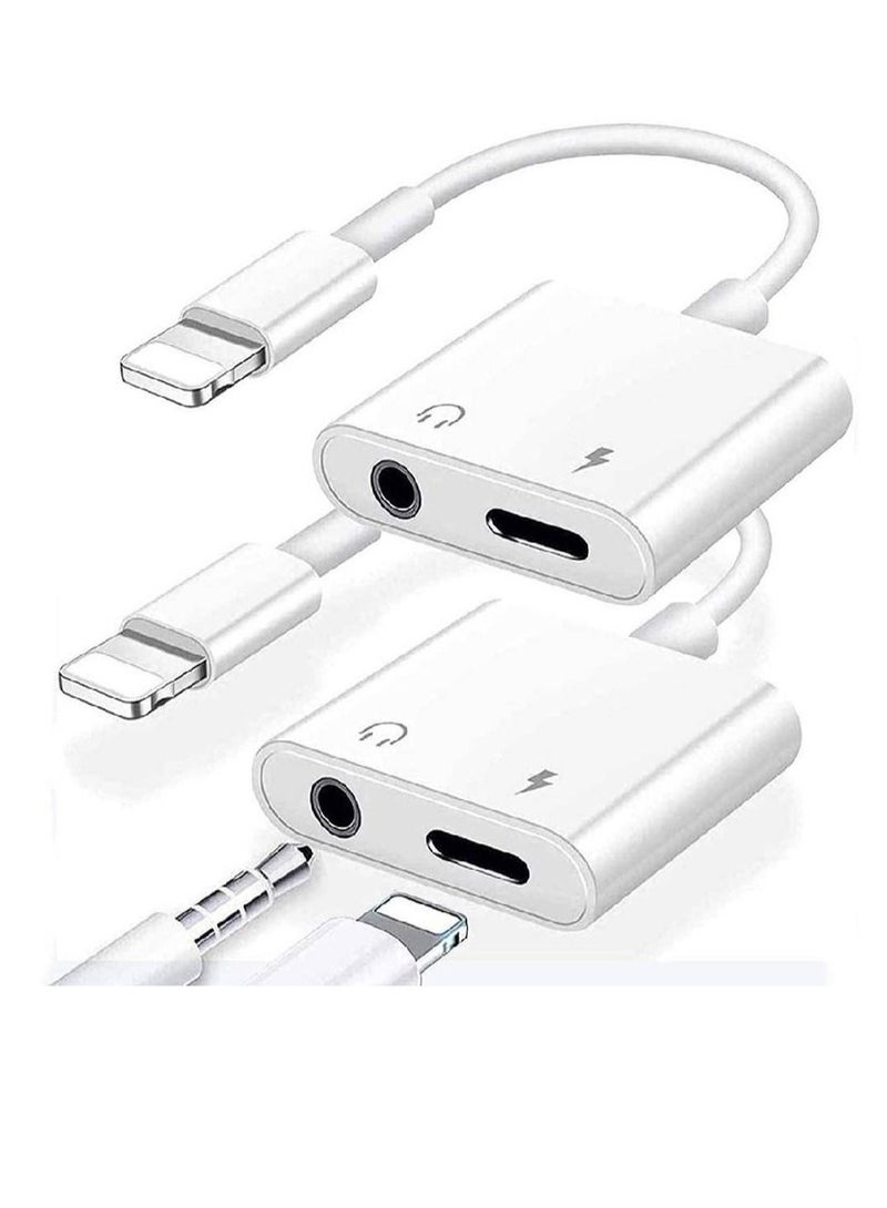 جينيكست 2 pack Headphones Jack Adapter for iPhone, 2 in 1 Charger, Aux Audio Splitter Dongle Adapter for iPhone, for iPad, for iPod, Support All iOS System - Image 1