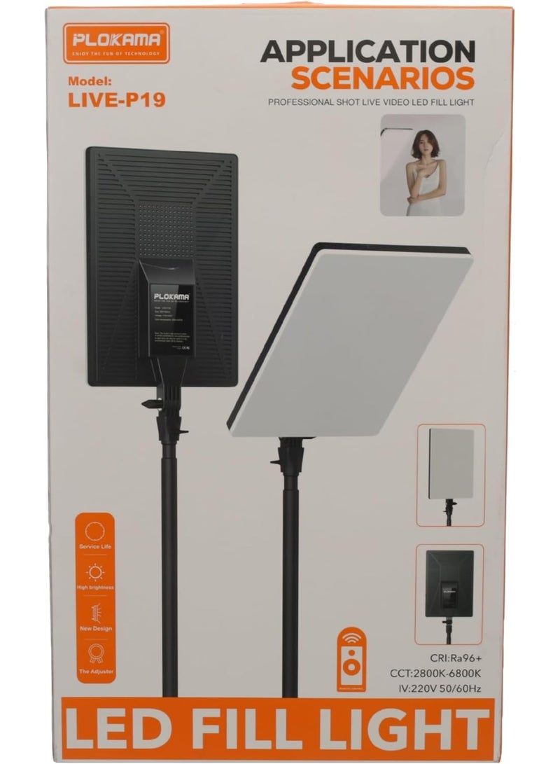 التخطيط PLOKAMA Live-P19 LED Photography Fill Light – Dimmable Video Light Panel with Adjustable Tripod, 3 Color Modes & 10 Brightness Levels, USB Powered Studio Light for YouTube, TikTok, Makeup, Zoom, Photography - Image 2