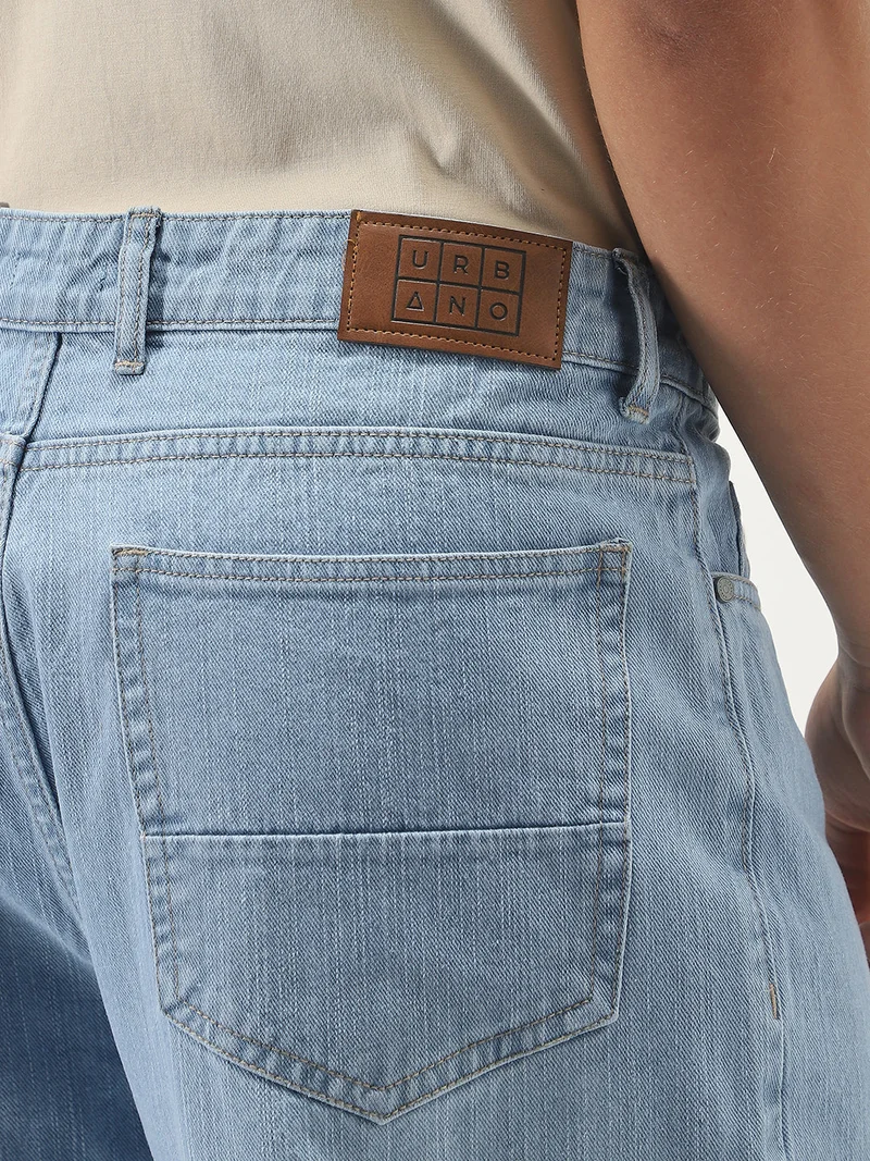 Urbano Fashion  Urbano Fashion Men's Ice Blue Loose Baggy Fit Washed Denim Jeans Non-Stretchable  | Best Price UAE