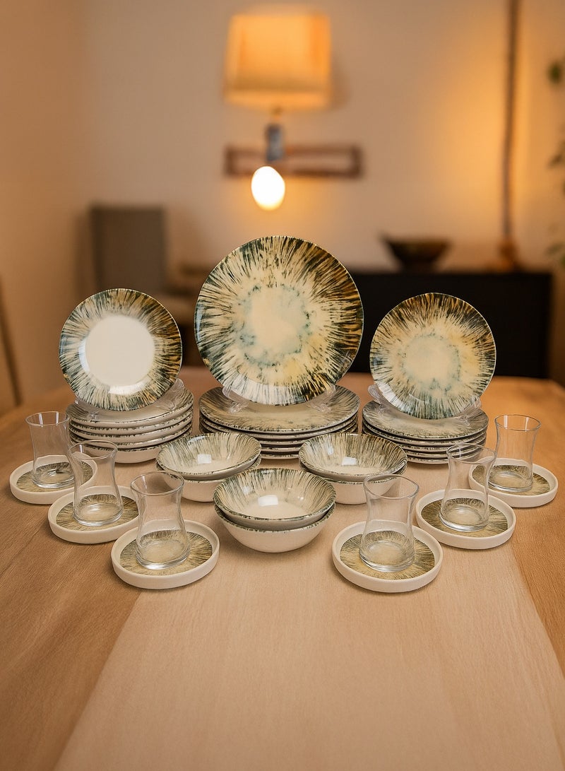 أوزو طقم صحون فاخر  بورسلان تركي  مكون من 36 قطعه مناسب ل 6 اشخاص - Image 1