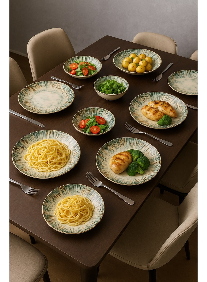 أوزو طقم صحون فاخر  بورسلان تركي  مكون من 36 قطعه مناسب ل 6 اشخاص - Image 3