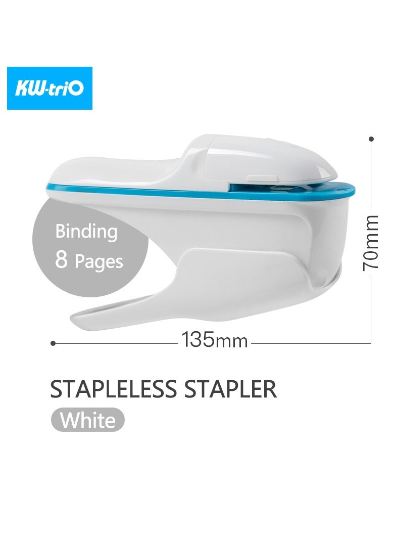 كيه دبليو تريو دباسة ورق KW-triO بدون دبابيس، دباسة بلاستيكية محمولة بدون دبابيس، تجليد 8 ورقات من الورق، لوازم مكتبية - Image 1