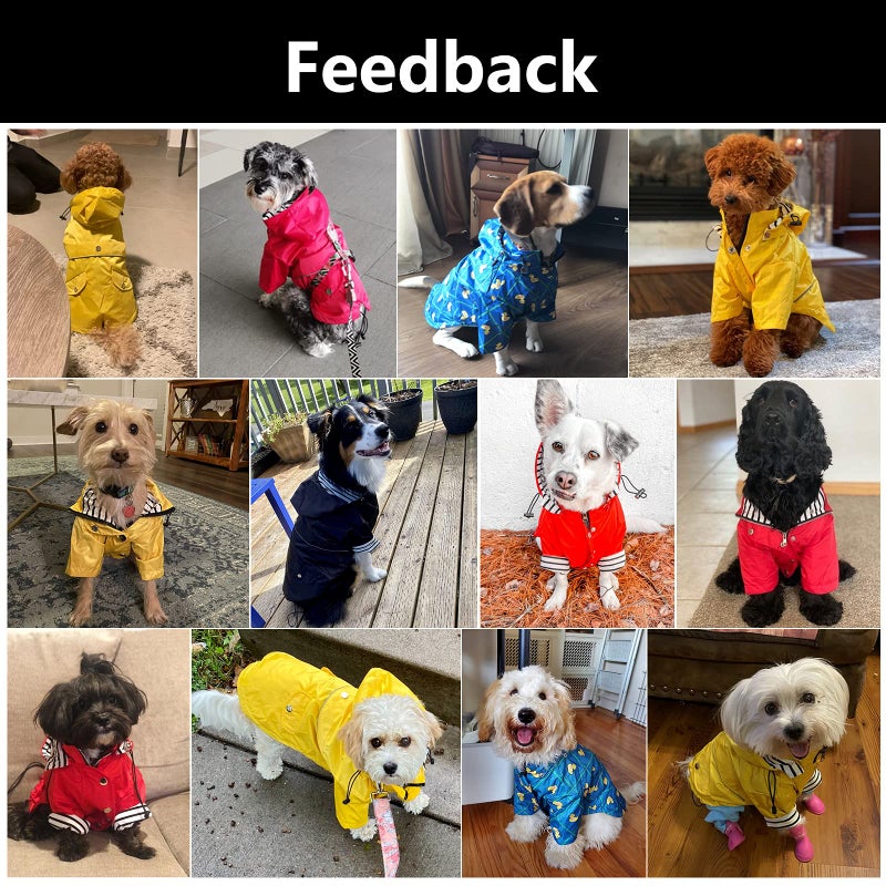 Morezi Dog Zip Up Raincoat with Reflective Buttons, Rain/Water Resistant, Adjustable Drawstring, Removable Hood, Raincoats with Legs 8lbs to 80lbs Available - Yellow - S - Image 2
