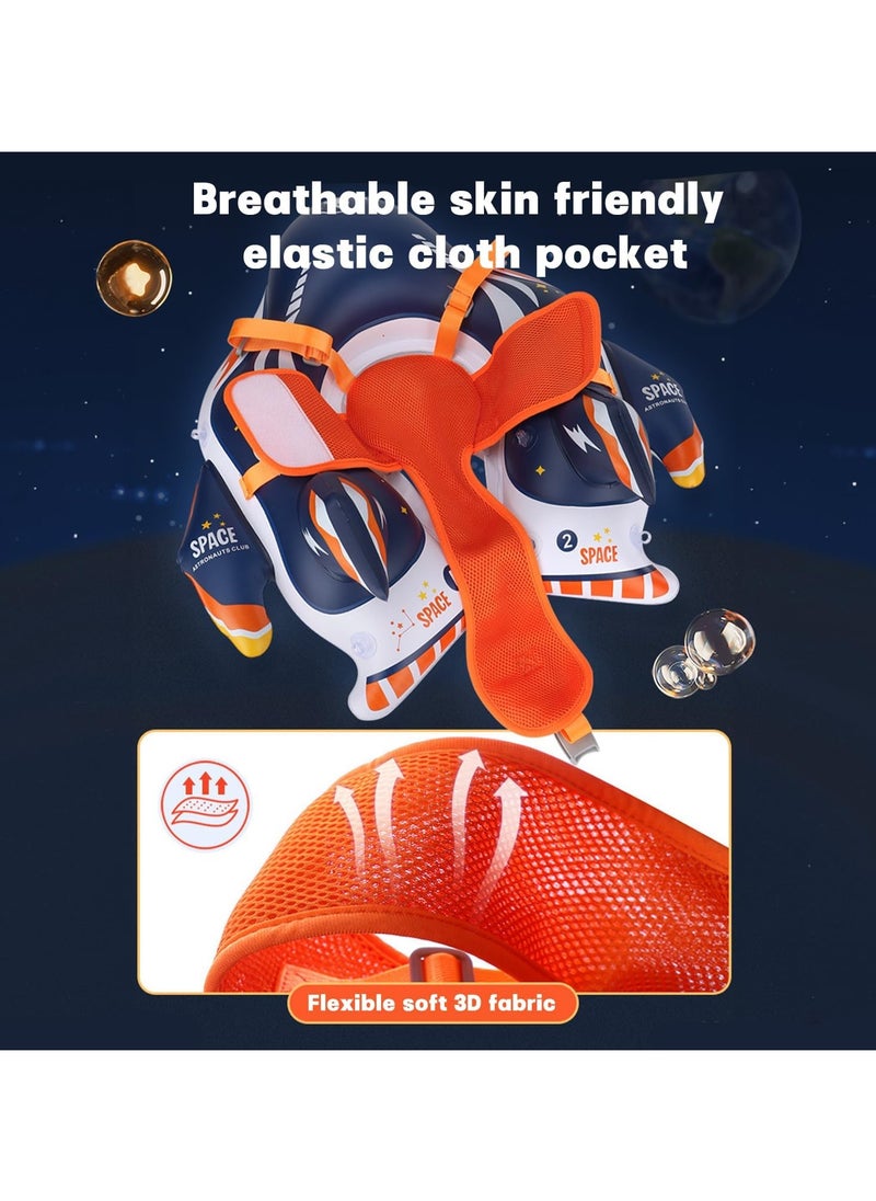 SwimBoBo - Baby Swimming Inflatable Float with Sun Protection Canopy Children Waist Ring Pool Floats add Tail no flip Over Swim Trainer for Infants Swimming Buoy (Swimming Ring Rocket) - Image 1