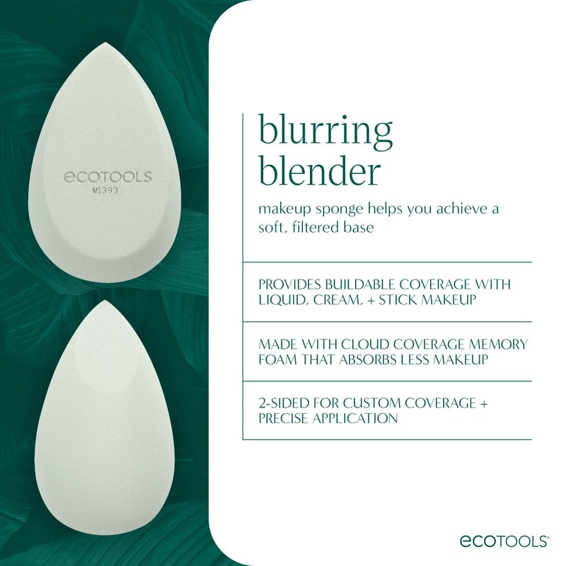 EcoTools Blend + Blur Makeup Brush and Sponge Duo, Makeup Blender Sponge & Foundation Brush, For Liquid & Cream Makeup, Cloud Skin, Eco Friendly, Latex-Free, Cruelty Free, & Vegan, 2 Piece Set - Image 4