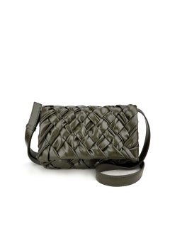 Generic 2024 New Fashionable Trendy BV Oil Wax Silk Scarf Pleated Handicraft Woven Crossbody Single Shoulder Bag Motorcycle Equipment Ac dark green 