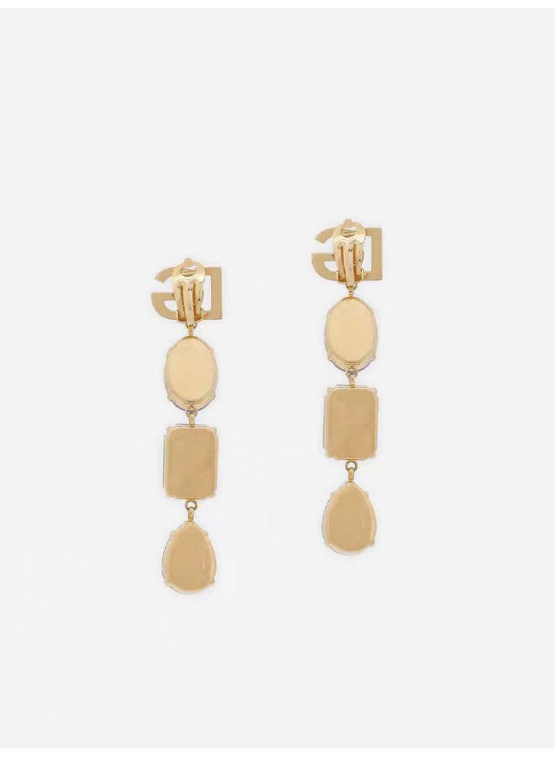 D&G Colorful Gem Drop Earrings - Gold-Tone DG Logo & Multi-Colored Crystals for Luxury Party & Evening Style - Image 2