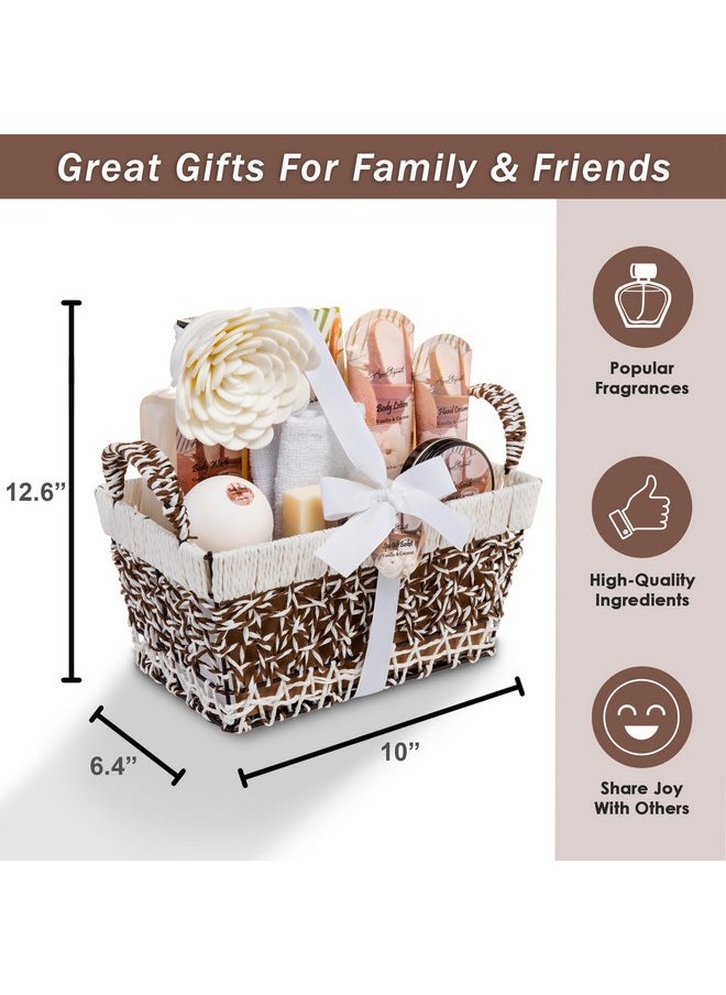 Aqua Elegante Spa Baskets For Women - Luxury Bath Set With Coconut & Vanilla - Spa Kit Includes Wash, Bubble Bath, Lotion, Bath Salts, Body Scrub, Hand Cream, Shower Puff, Bathbombs, Soap and Towel  - Image 4