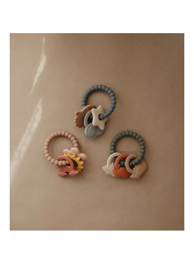 mushie Silicone Pearl Teether Bracelets Linen/Peony/Pale Pink