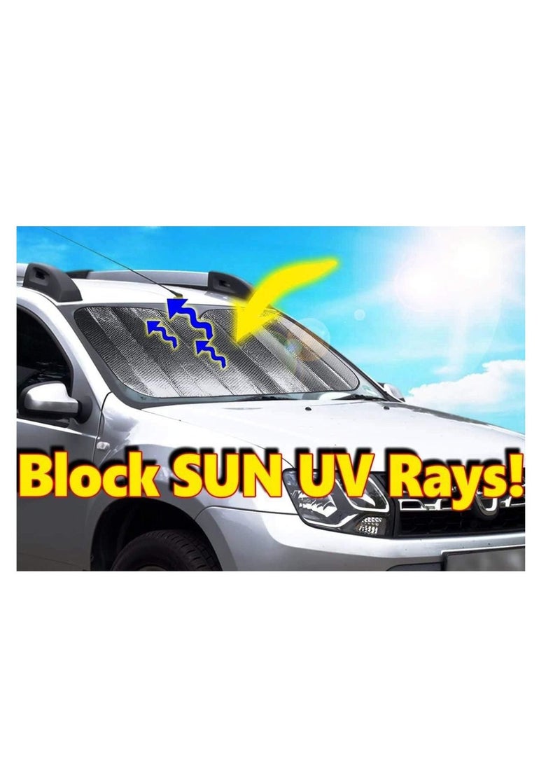 Yuwell Universal Foldable Car Reflective Sun Shade Protector For Front Windows Block UV Rays Keep Car Cool Easy to Use Bubble Reflective 130X60CM - Image 2