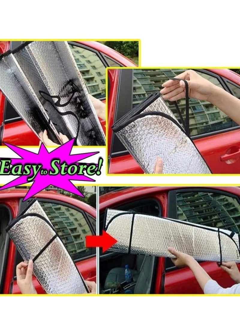 Yuwell Universal Foldable Car Reflective Sun Shade Protector For Front Windows Block UV Rays Keep Car Cool Easy to Use Bubble Reflective 130X60CM - Image 5