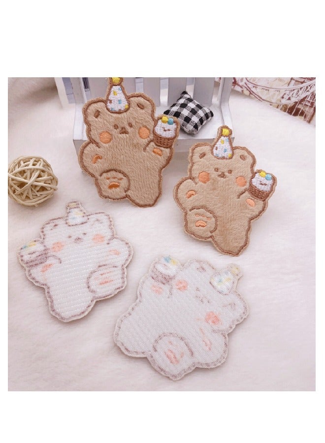 2-Piece Cute Cartoon Bear Fringe Stickers – Self-Adhesive Decorative Stickers for Kids' Room, Laptops & Notebooks - Image 2