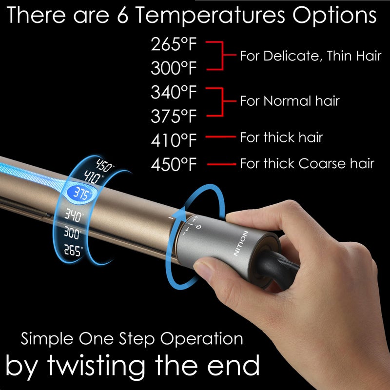 NITION Ceramic Tourmaline Hair Straighteners LCD Flat Iron MCH Fast Heating Up. Healthy Home Straightening Styling Tools with Travel Pouch Bag. 265-450°F Adjustable. 1" Smooth 3D Plate. Dual Voltage - Image 4