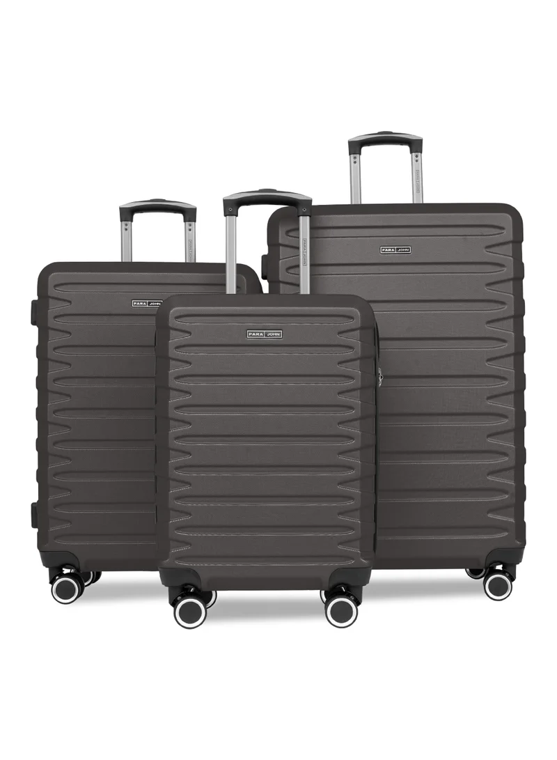 بارا جون AeroShield Lightweight 3-Piece ABS Hard-Side Spinner Luggage Trolley Set with TSA Lock and 8 Wheels - Dark Grey