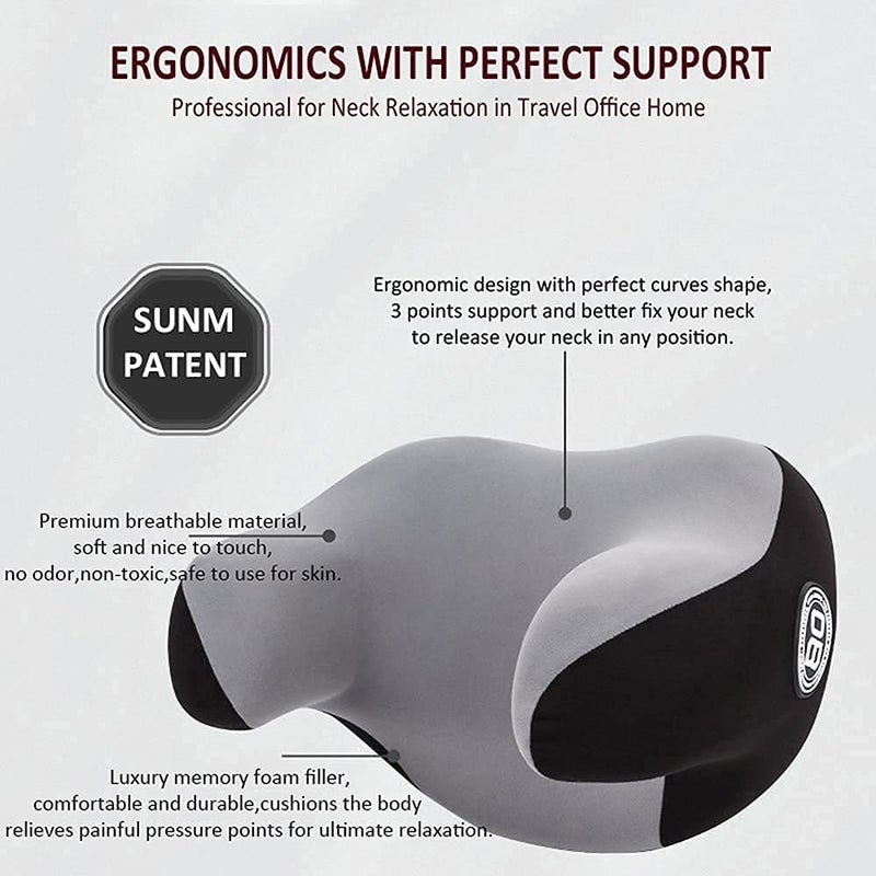 Ostin Ostin Headrest Travel Pillow Memory Foam Car Seat Pillow with Washable Pillow case UShape Support Release for Neck Pain Portable for Airplane Office Nap Reading Sleeping  - Image 5