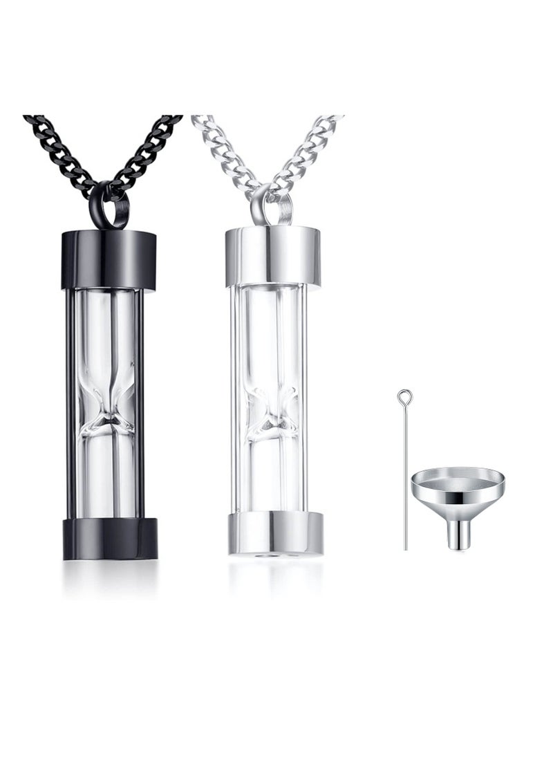 KASTWAVE - Urn Necklace for Ashes, 2Pas Vial Necklace Glass Vial Pendant Stainless Steel Glass Container Necklace Openable Keepsake Cremation Ashes Holder, Bereavement Keepsakes Jewelry with 24Inches Box Chain. - Image 1