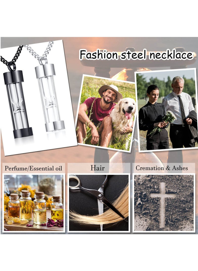 KASTWAVE - Urn Necklace for Ashes, 2Pas Vial Necklace Glass Vial Pendant Stainless Steel Glass Container Necklace Openable Keepsake Cremation Ashes Holder, Bereavement Keepsakes Jewelry with 24Inches Box Chain. - Image 1
