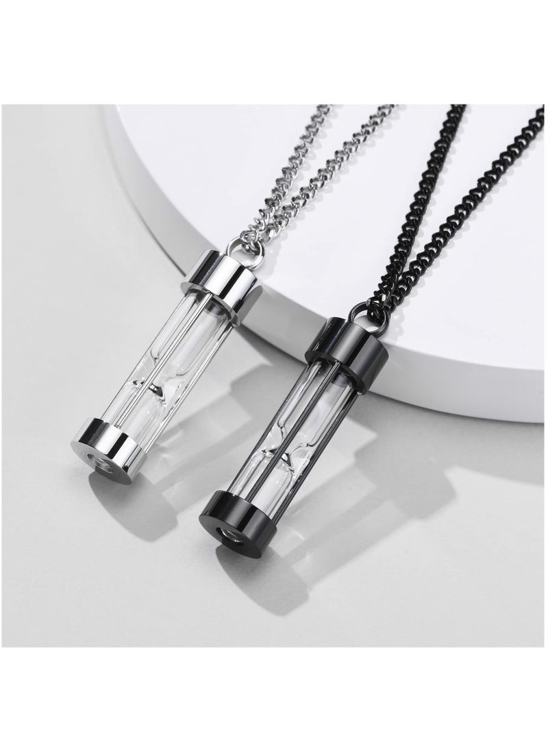 KASTWAVE - Urn Necklace for Ashes, 2Pas Vial Necklace Glass Vial Pendant Stainless Steel Glass Container Necklace Openable Keepsake Cremation Ashes Holder, Bereavement Keepsakes Jewelry with 24Inches Box Chain. - Image 1