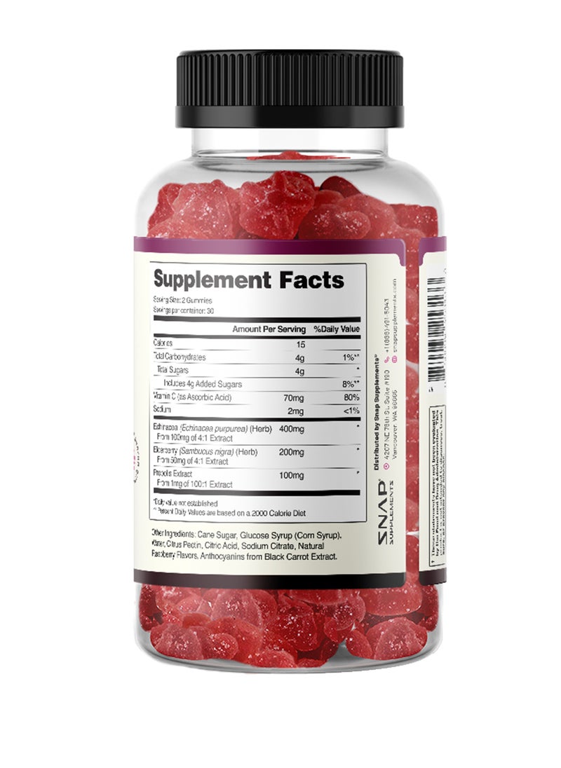 SNAP SUPPLEMENTS - Immune Booster Extract of Elderberry+echinacea+propolis Dietary Supplement 60 Gummies - Image 1
