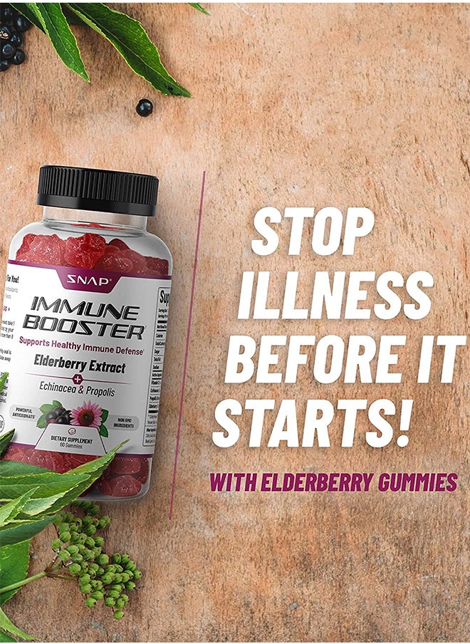 SNAP SUPPLEMENTS - Immune Booster Extract of Elderberry+echinacea+propolis Dietary Supplement 60 Gummies - Image 1