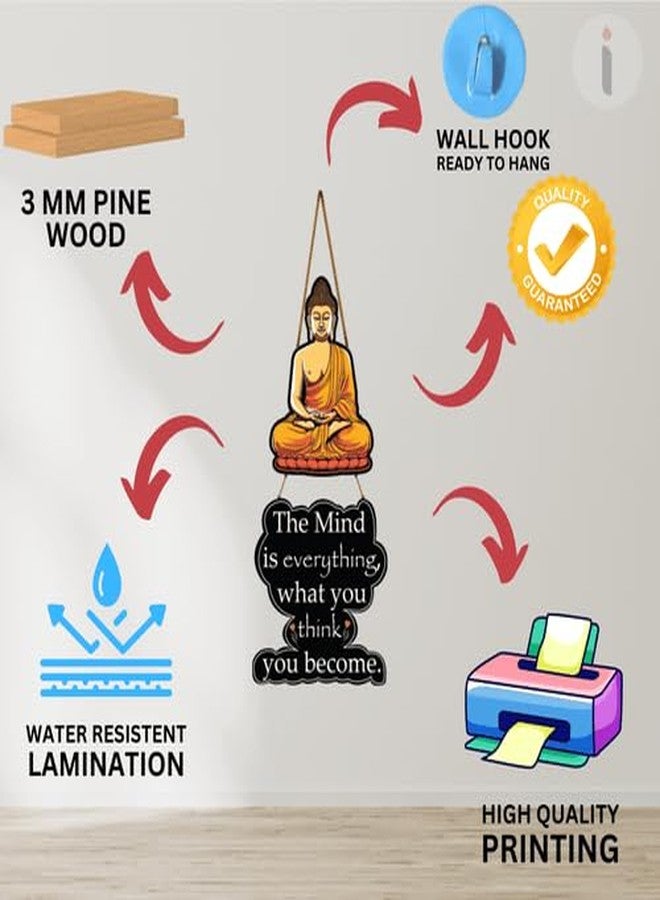 Art Monk Gautam Buddha Wooden Wall Hanging item for Living Room | Bedroom | Home Decor | Gifts | Quotes Decor Item | Wall Art For Hall | Mdf Wall Decoration - Image 5