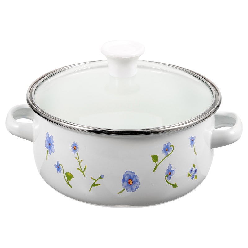 1 Set of Enamel Cooking Pot Retro Soup Pot Household Stew Pot Double-handle Cooking Pot - Image 4
