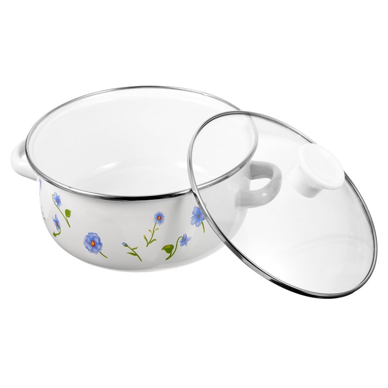 1 Set of Enamel Cooking Pot Retro Soup Pot Household Stew Pot Double-handle Cooking Pot - Image 2