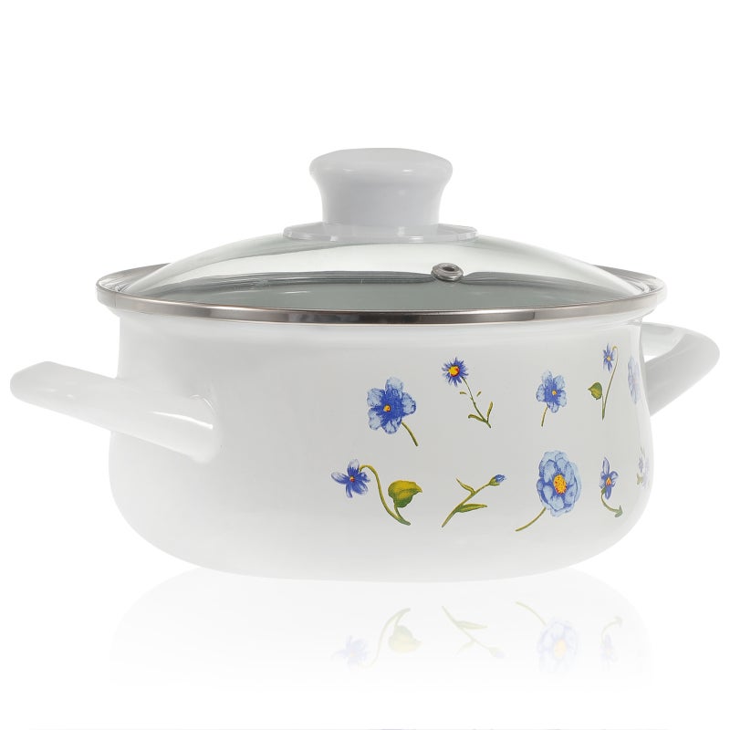 1 Set of Enamel Cooking Pot Retro Soup Pot Household Stew Pot Double-handle Cooking Pot - Image 1