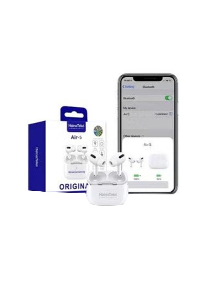 Haino Teko Wireless In-Ear Bluetooth Earphone With Free Silicone Cover & Secure Hook – Original Sound Quality Earbuds Compatible With iOS & Android Devices – White – Lightweight, Noise Isolating, Touch Control, Long Battery Life, Perfect For Music & Calls - Image 2