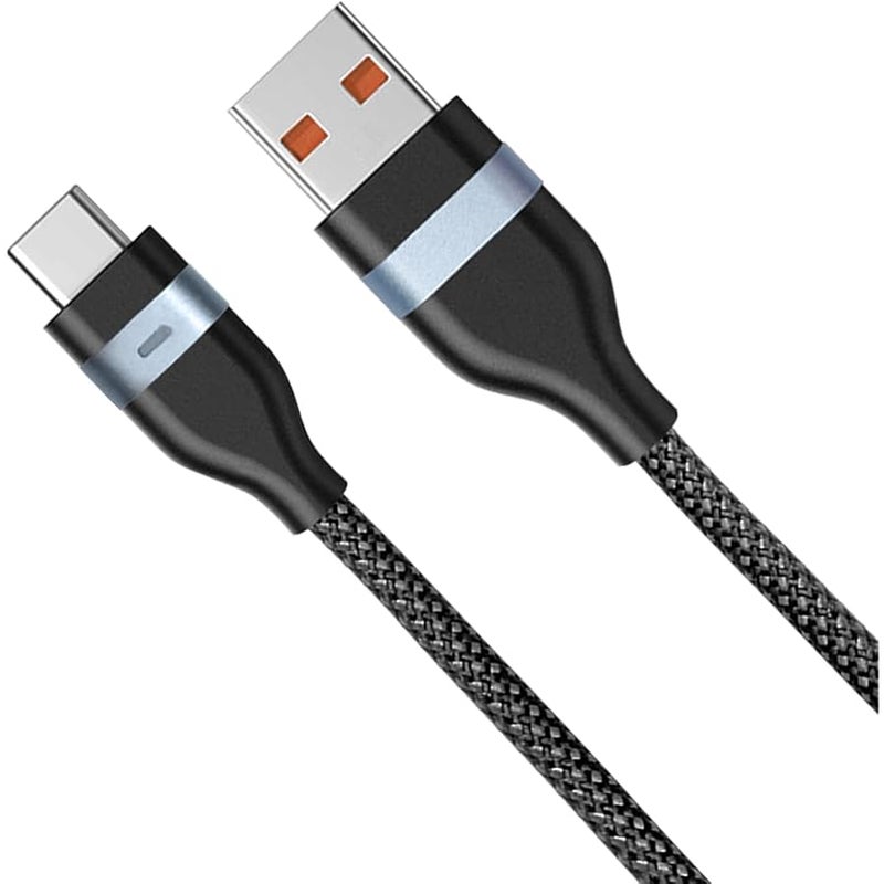 3ft USB to USB-C Cable, Double Braided, LED Light Indicator, Pure Copper, 120W, 6A, Fast Charging/Data Transfer, and Unmatched Durability, Data Nylon Braided Cable, Black - Image 5