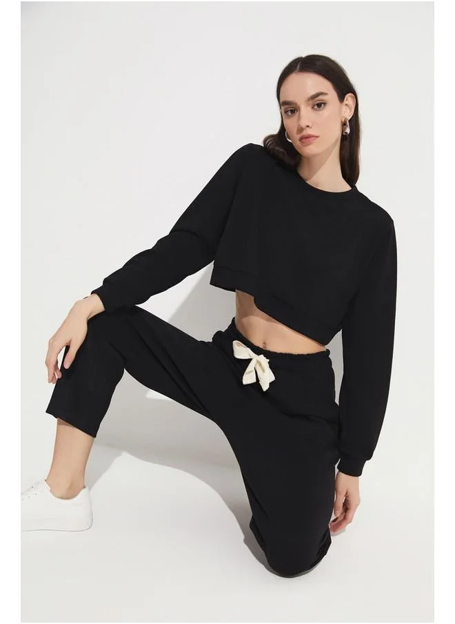 جون June Sweatpant & Sweatshirt Set Black